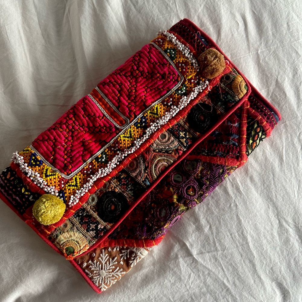 Handmade beaded clutch